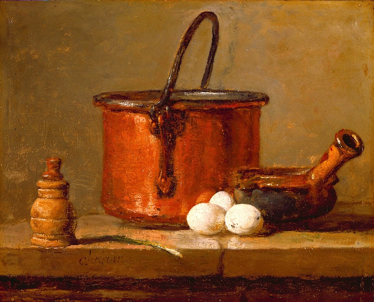Jean Siméon Chardin - Natura morta con pentola e uova, Detroit Institute of Arts